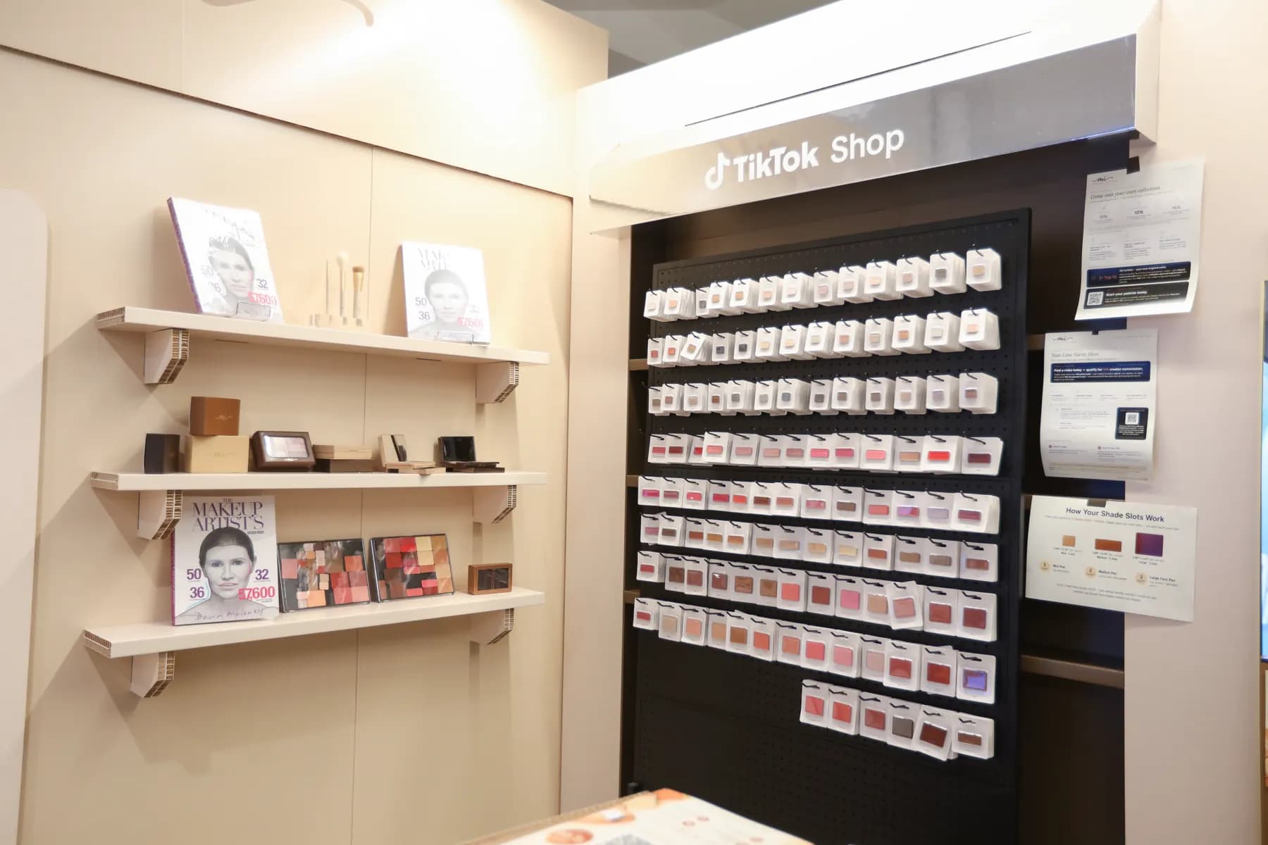Individual MiPalette shades arranged across the display wall.