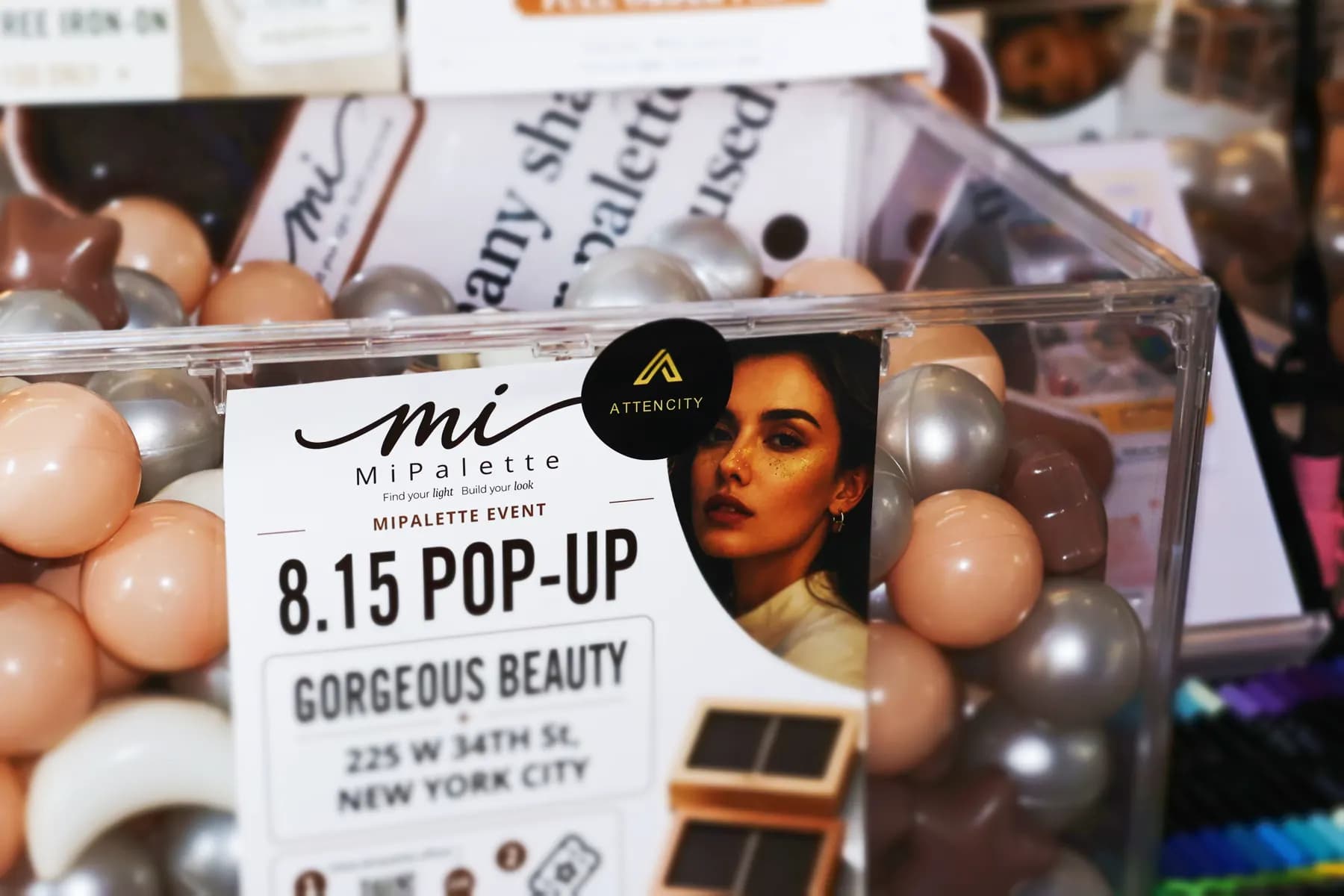 MiPalette 8.15 Pop-Up signage beside the event prize draw in New York City.